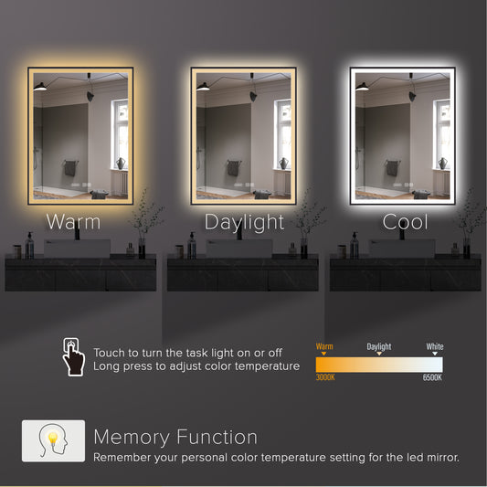 Oxford Collection LED Mirror with Black Trim