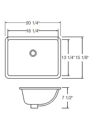 Rectangle Ceramic Undermount Bathroom Sink 18